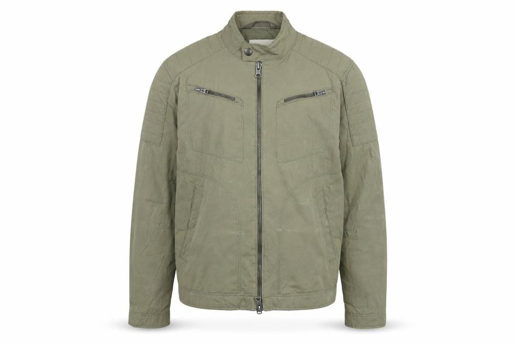 Mango Mens Green Biker Jacket Size L Zip
