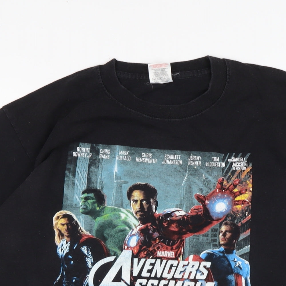 Avengers Mens Black Cotton T-Shirt Size M Crew Neck