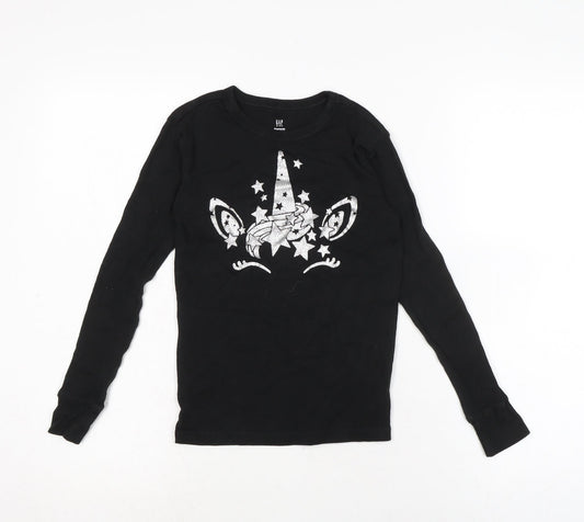 Gap Girls Black Solid Cotton Top Pyjama Top Size 10 Years