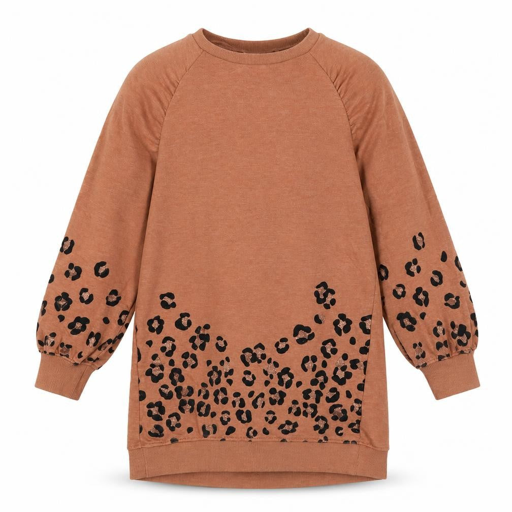 Next Girls Brown Cotton Jumper Dress Size 10 Years Crew Neck Buckle