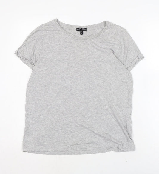 Brave Soul Womens Grey Cotton Basic Polo Size L Boat Neck