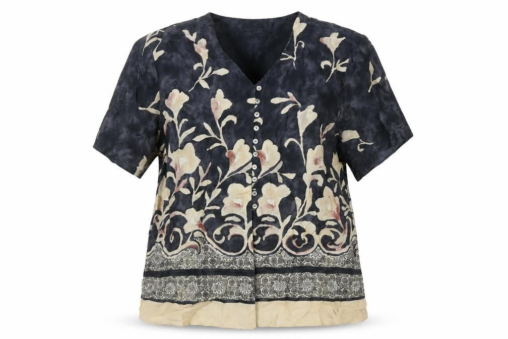 Berkertex Womens Multicoloured Floral Cupro Basic Button-Up Size 18 V-Neck