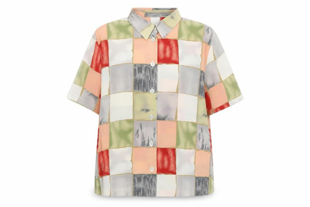 C&A Womens Multicoloured Geometric Polyester Basic Button-Up Size 16 Collared