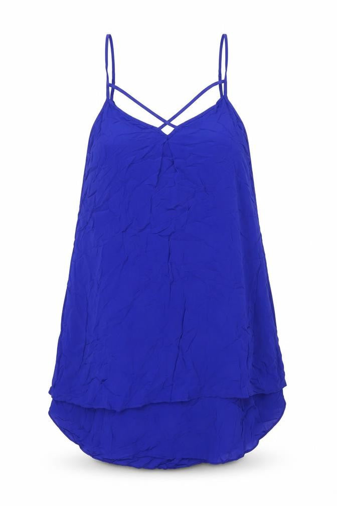 Warehouse Womens Blue Viscose Basic Tank Size 10 V-Neck