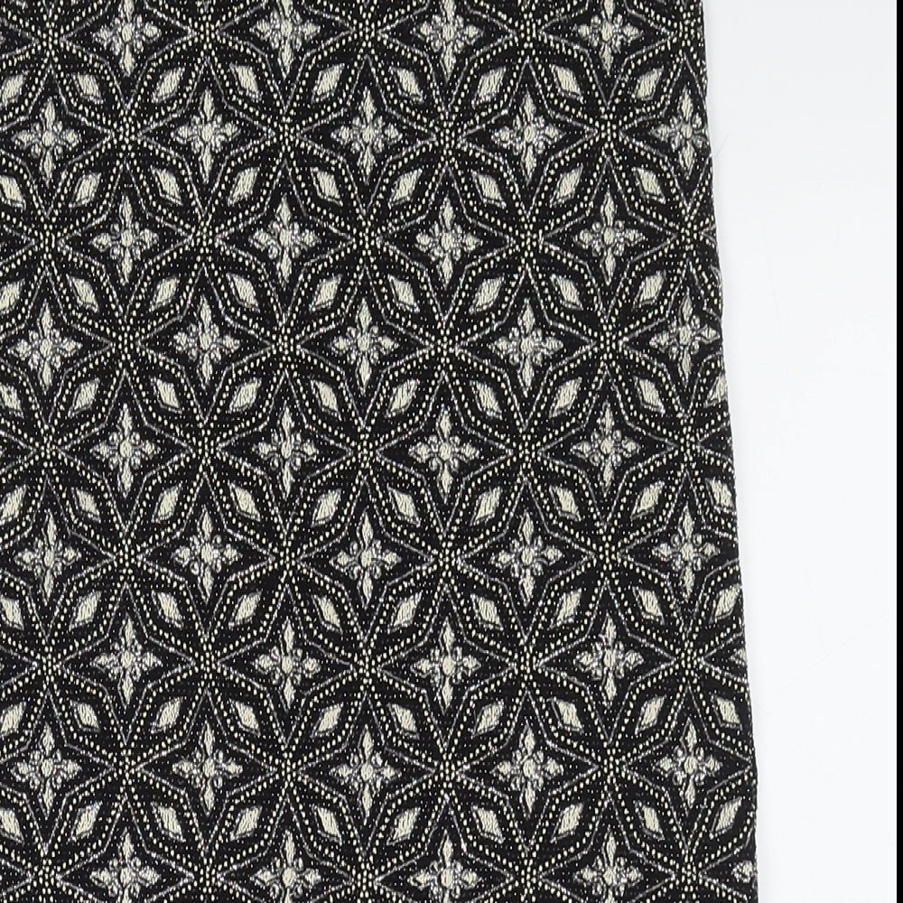 River Island Womens Black Geometric Polyester A-Line Skirt Size 16