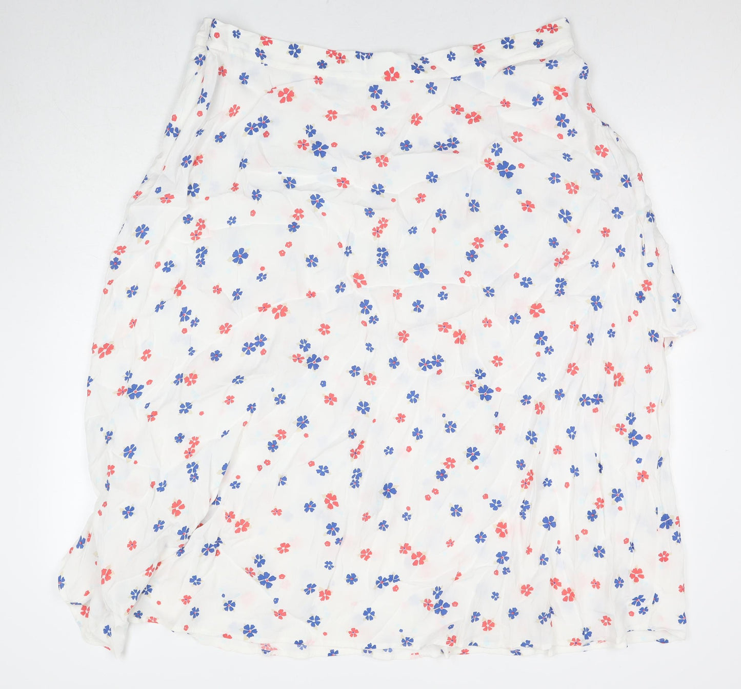 Marks and Spencer Womens White Floral Viscose Maxi Skirt Size 22 Zip