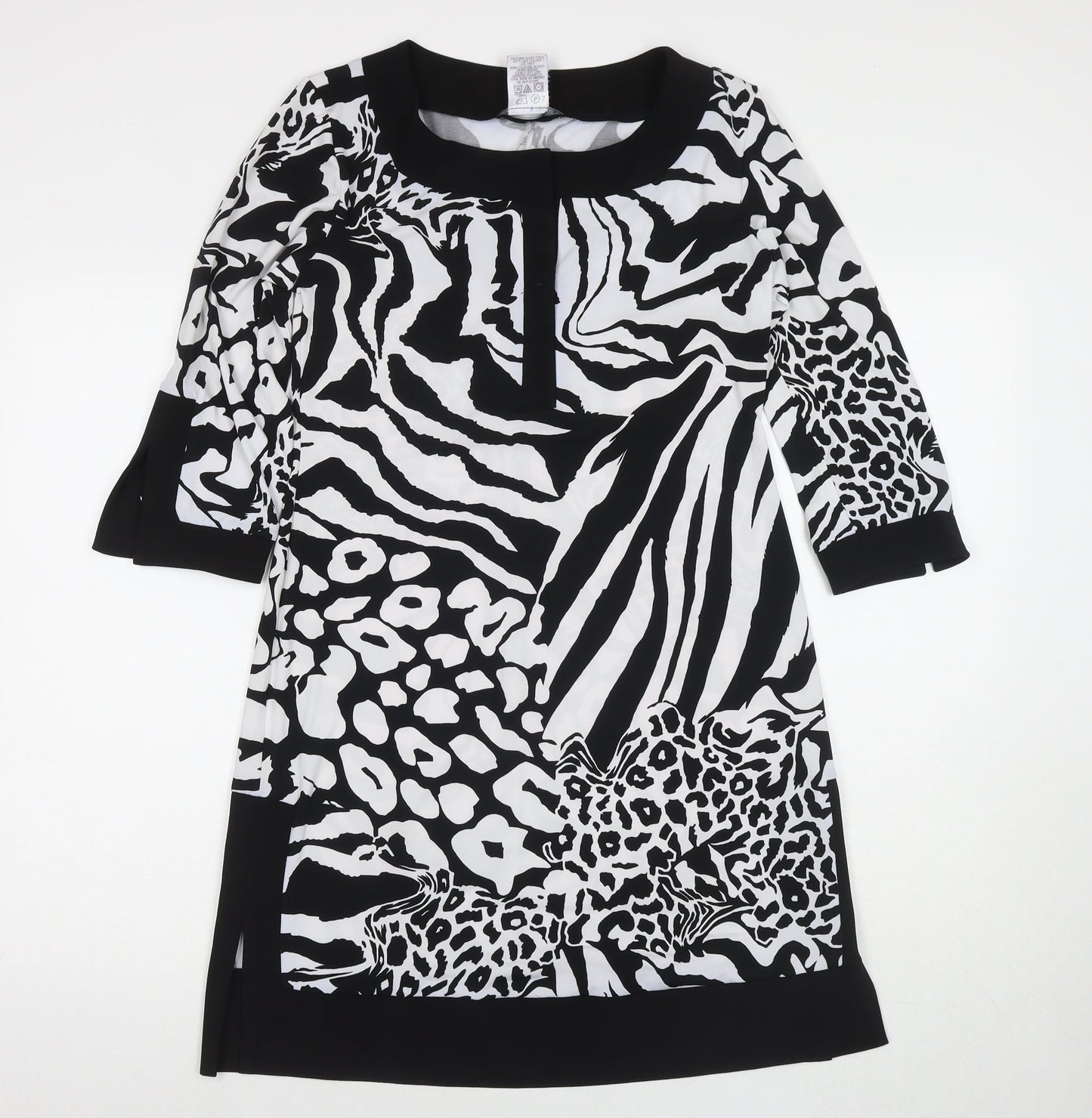 Tiana B Womens Black Animal Print Polyester A-Line Size S V-Neck Pullover