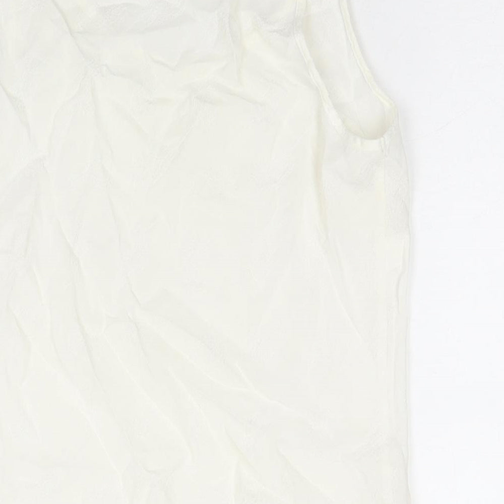 Marks and Spencer Womens White Viscose Basic Blouse Size 10 Round Neck