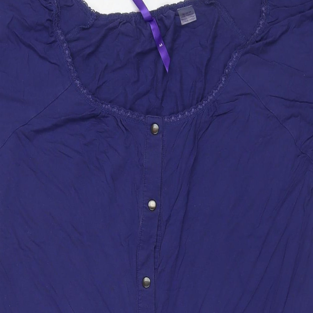 Seraphine Womens Blue Viscose Shirt Dress Size M Round Neck Snap