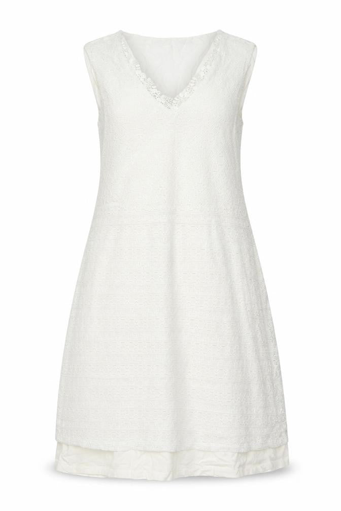 Front view of Red Herring women’s white polyester a-line, size UK 14, v-neck pullover