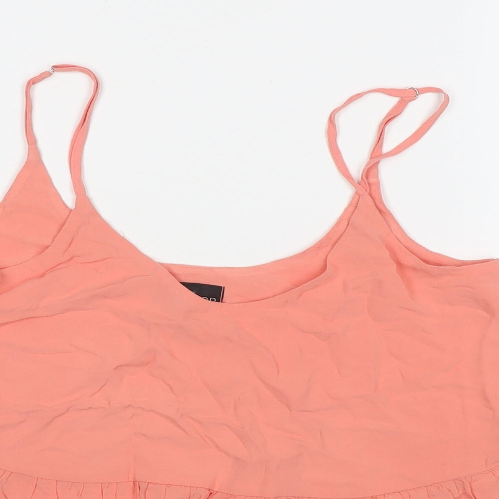 Topshop Womens Orange Viscose Basic Tank Size 4 Round Neck