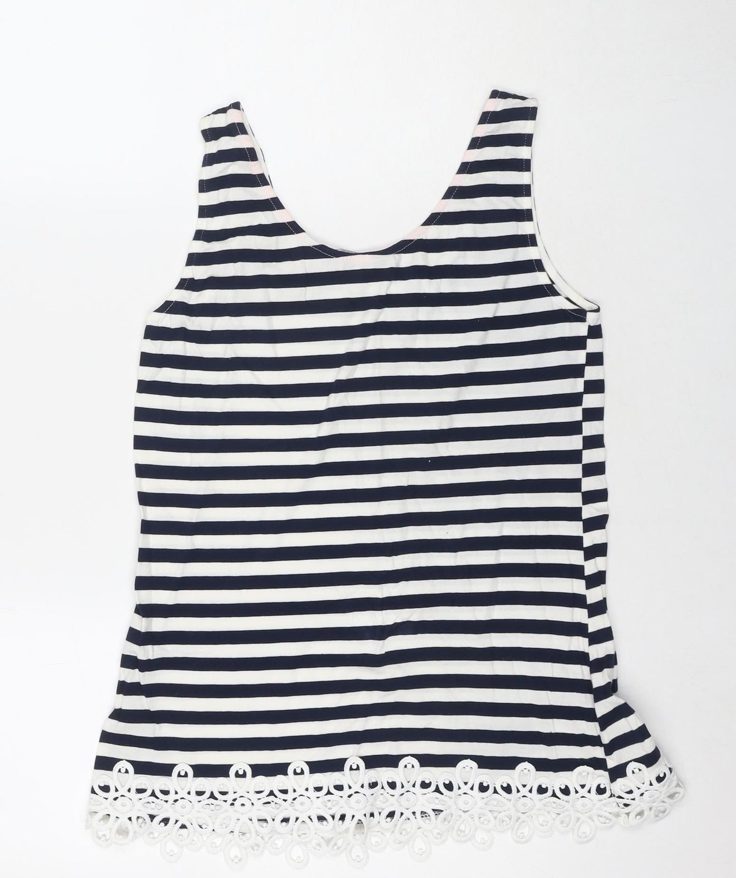 Dorothy Perkins Womens Blue Striped Cotton Basic Tank Size 12 Round Neck
