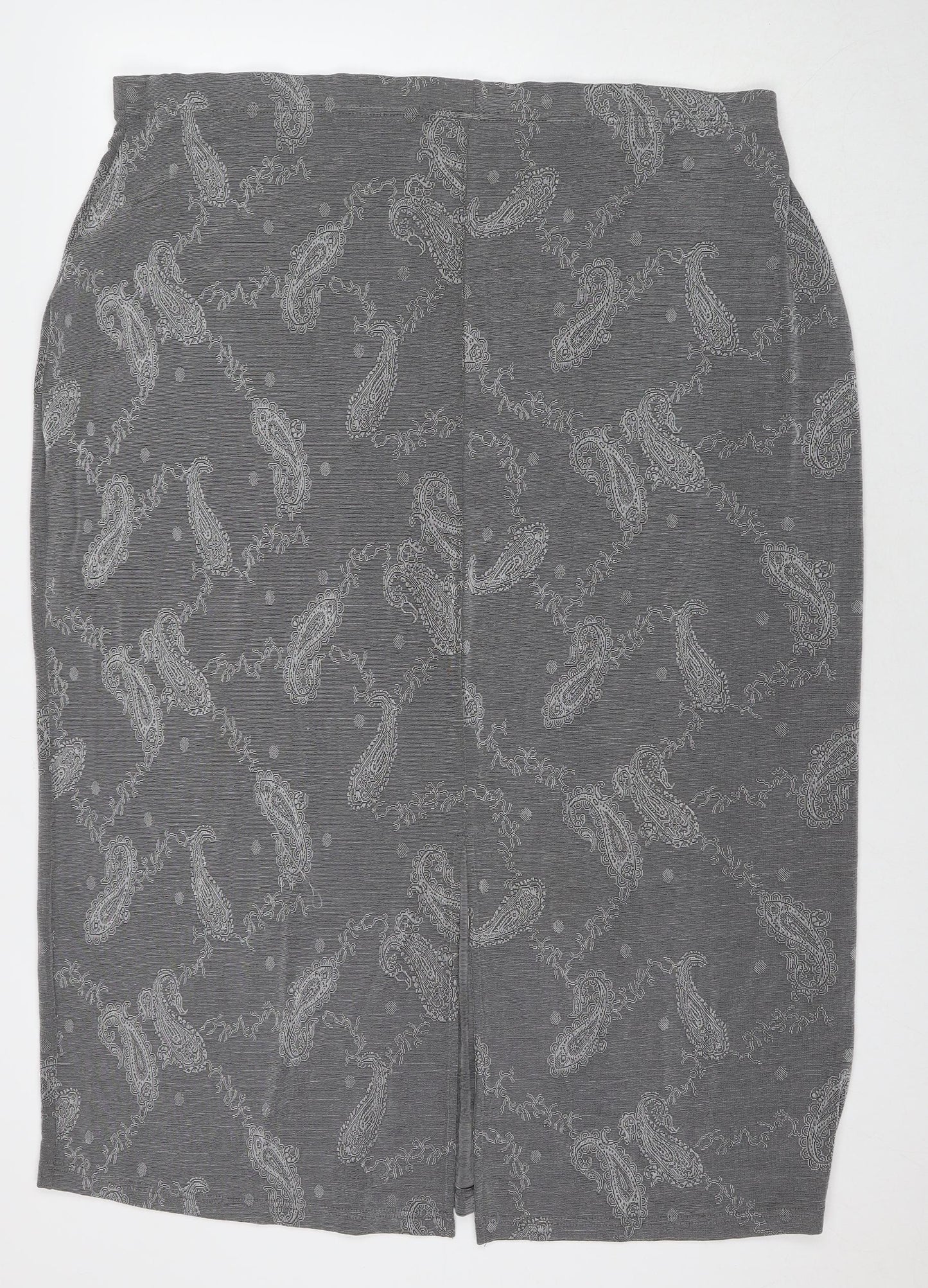 essence Womens Grey Paisley Polyester A-Line Skirt Size 30