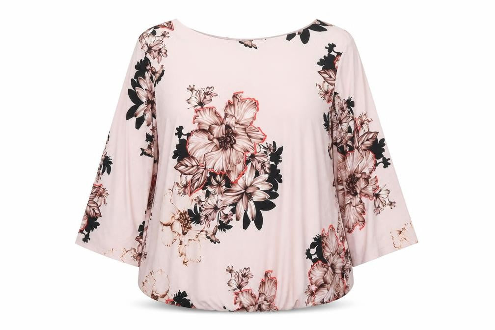 Phase Eight Womens Pink Floral Polyester Basic Blouse Size 18 Round Neck