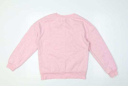 Disney Girls Pink Cotton Pullover Sweatshirt Size 12-13 Years - Mickey Mouse