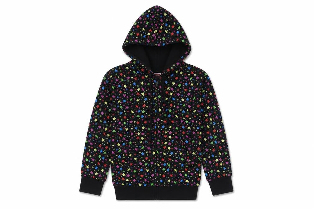 Bubble Girls Multicoloured Cotton Full Zip Hoodie Size 8 Years Zip - Stars