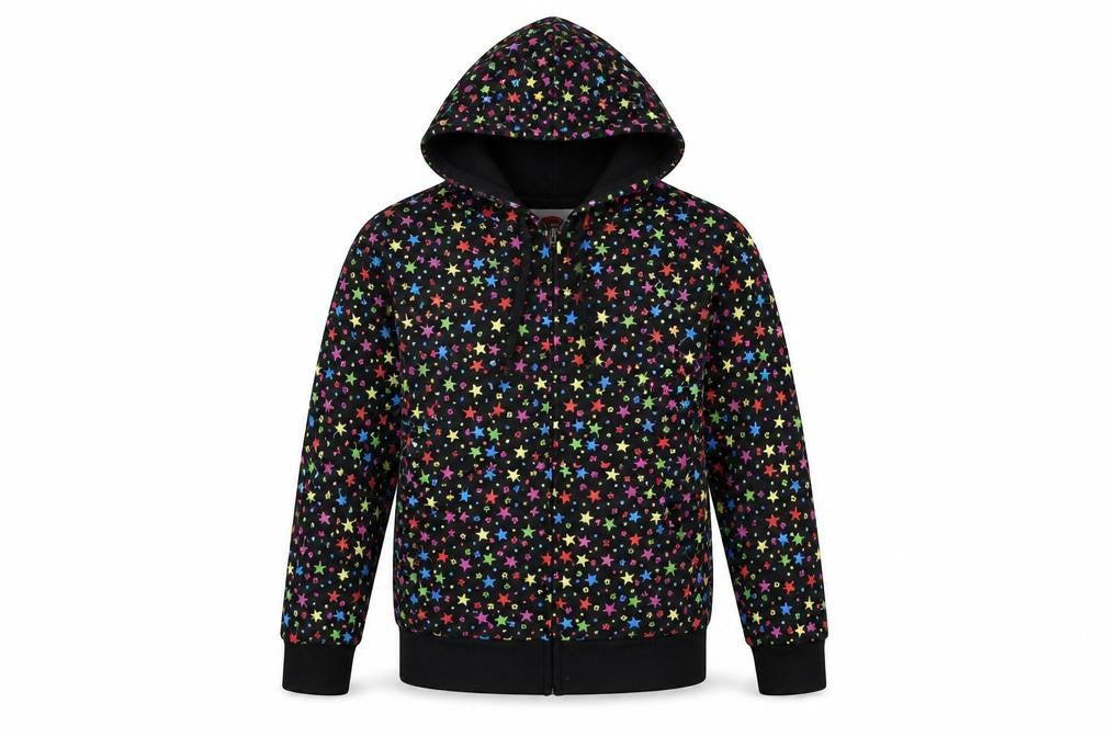 Bubble Girls Multicoloured Cotton Full Zip Hoodie Size 8 Years Zip - Stars