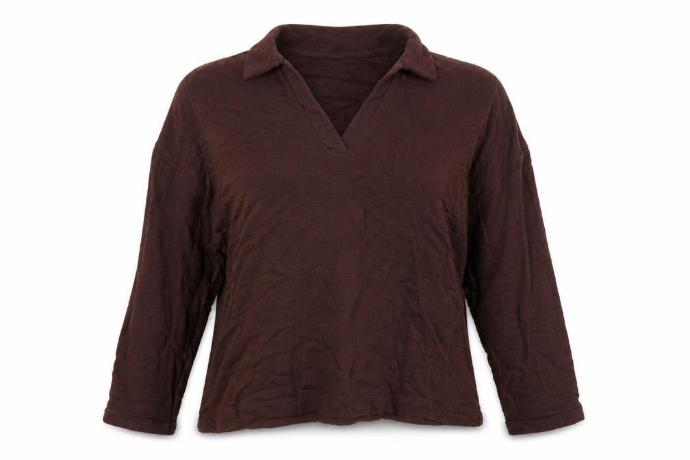 Marks and Spencer Womens Brown Cotton Basic Button-Up Size 20 Collared