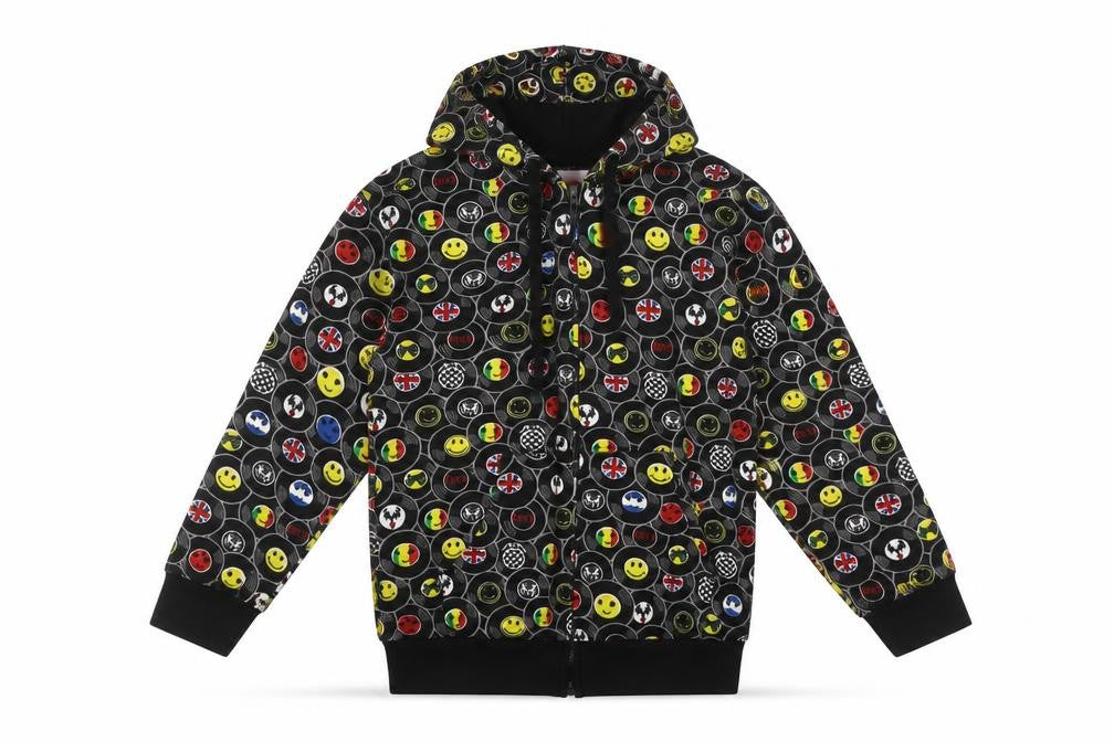Bubble Boys Multicoloured Cotton Full Zip Hoodie Size 8 Years Zip - Emojis