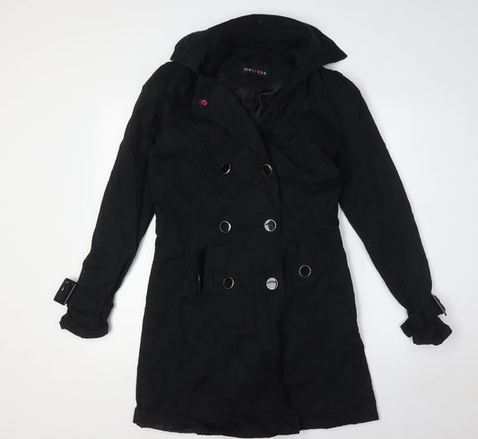 Melrose Womens Black Overcoat Coat Size 8 Button - Lace Up Back