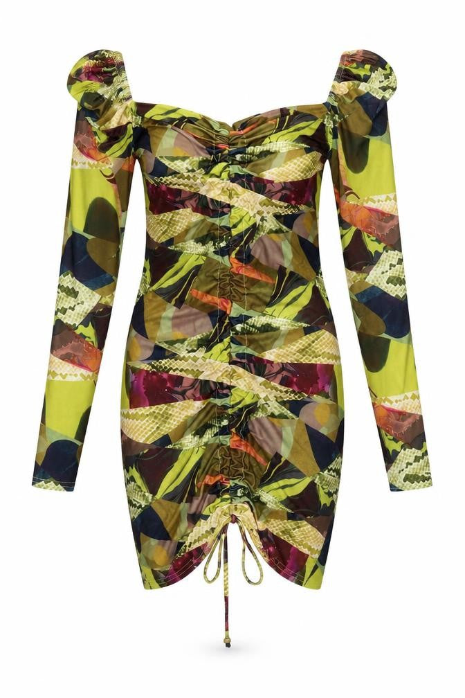 PRETTYLITTLETHING Womens Multicoloured Geometric Polyester Bodycon Size 12 Sweetheart