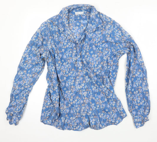 Nigel Hall Womens Multicoloured Floral 100% Cotton Basic Blouse Size L Collared