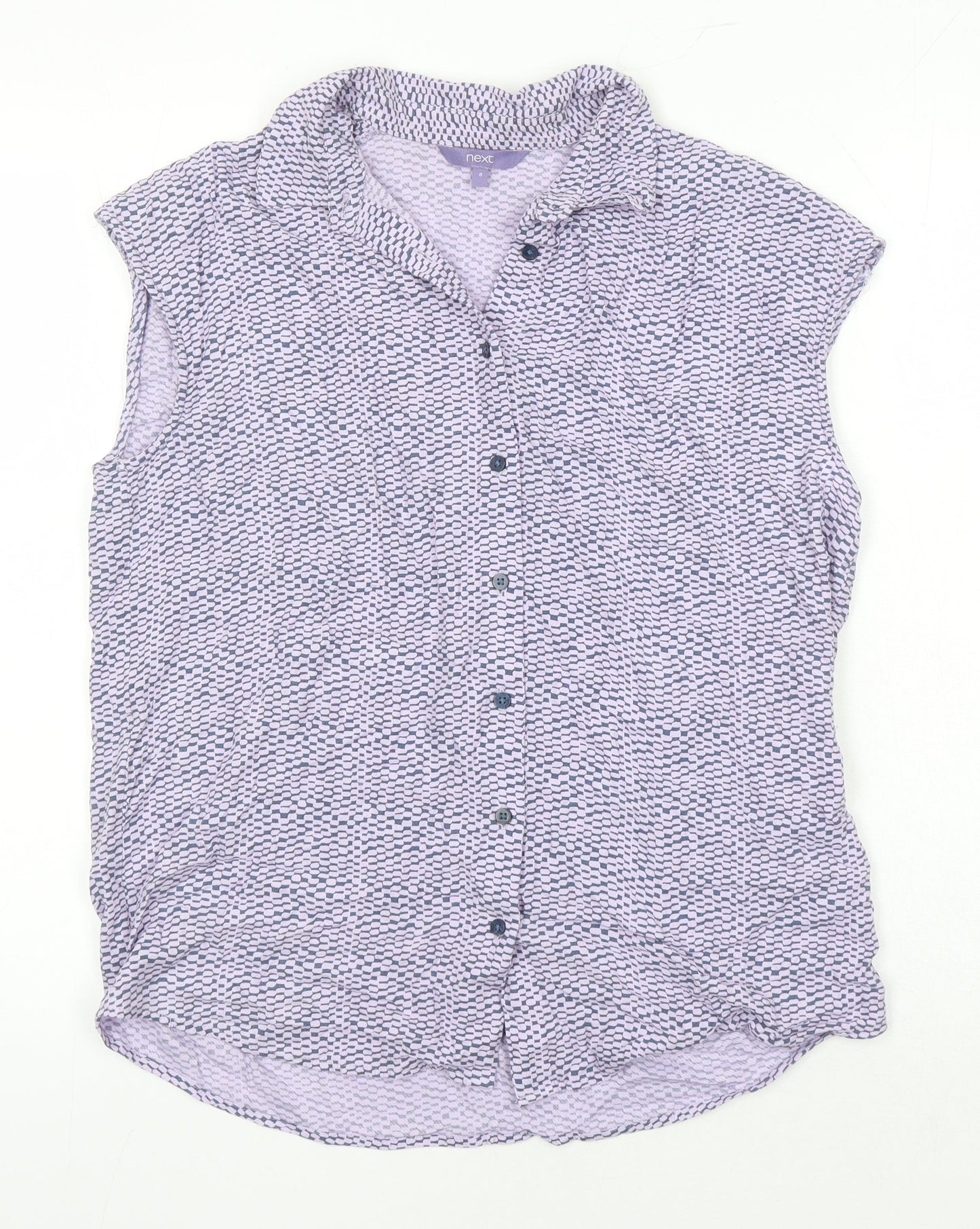 NEXT Womens Multicoloured Geometric Viscose Basic Blouse Size 6 Collared