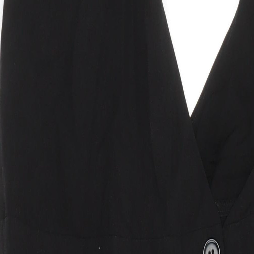 H&M Womens Black Lyocell Pinafore/Dungaree Dress Size 8 V-Neck