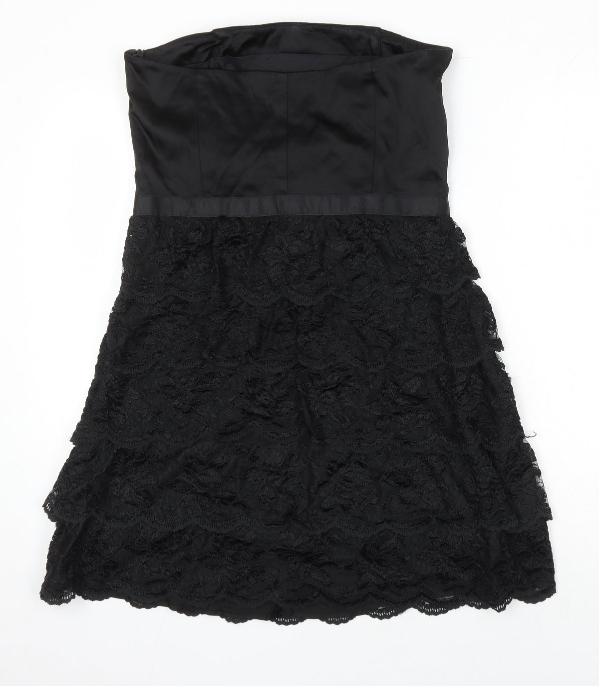 Oasis Womens Black Acetate A-Line Size 16 Off the Shoulder