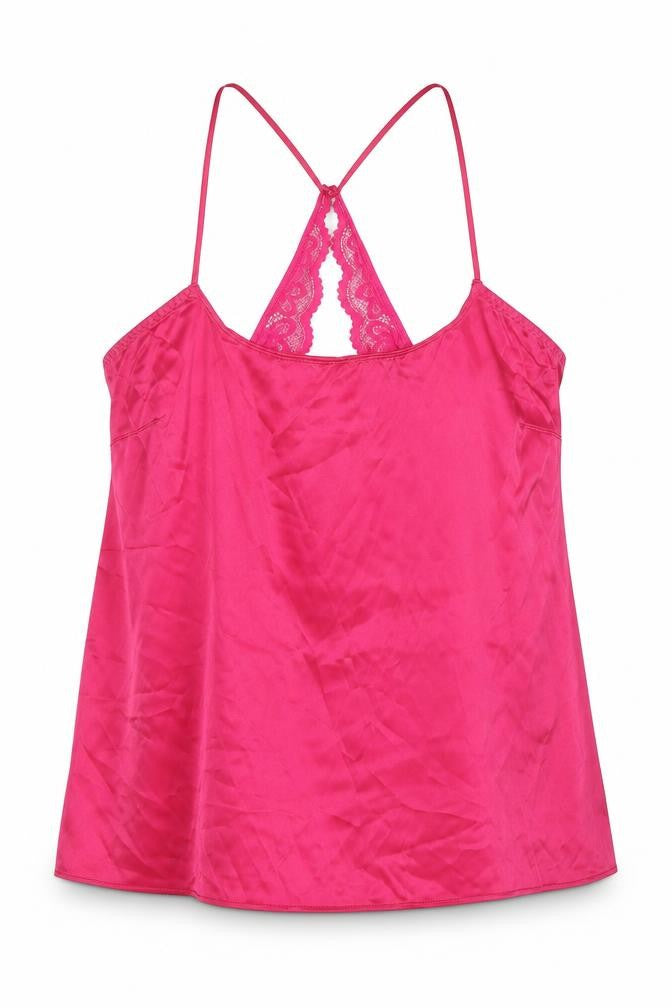 M&S Womens Pink Solid Polyester Cami Pyjama Top Size M