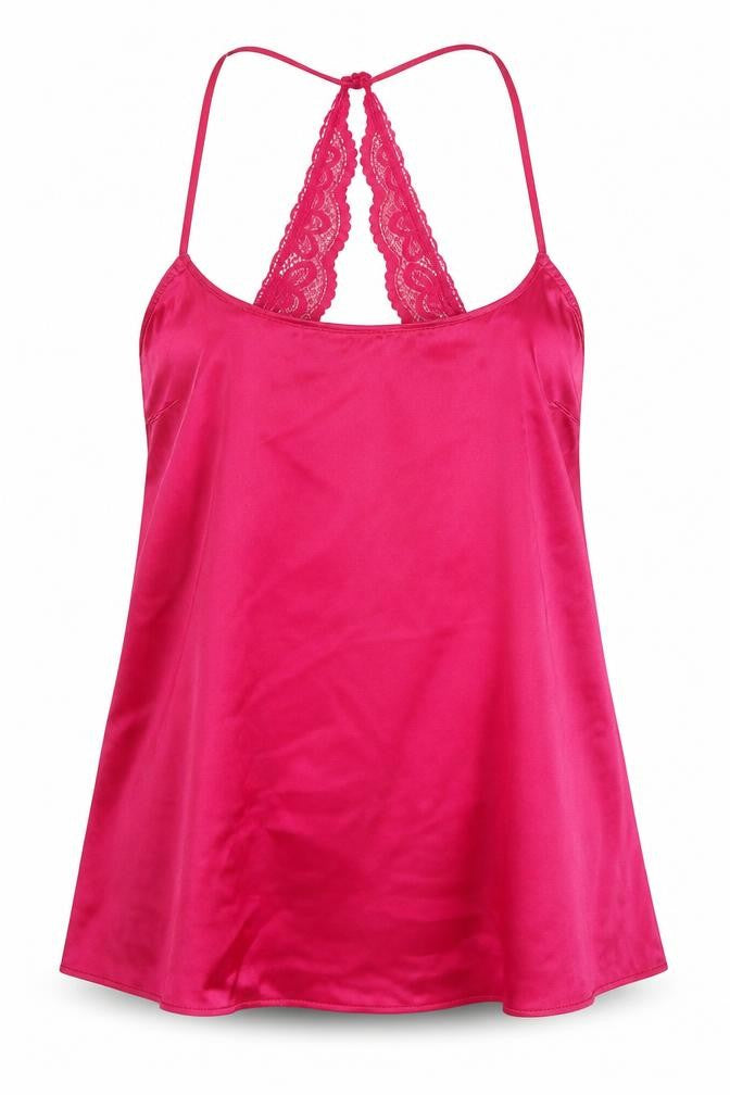 M&S Womens Pink Solid Polyester Cami Pyjama Top Size 8