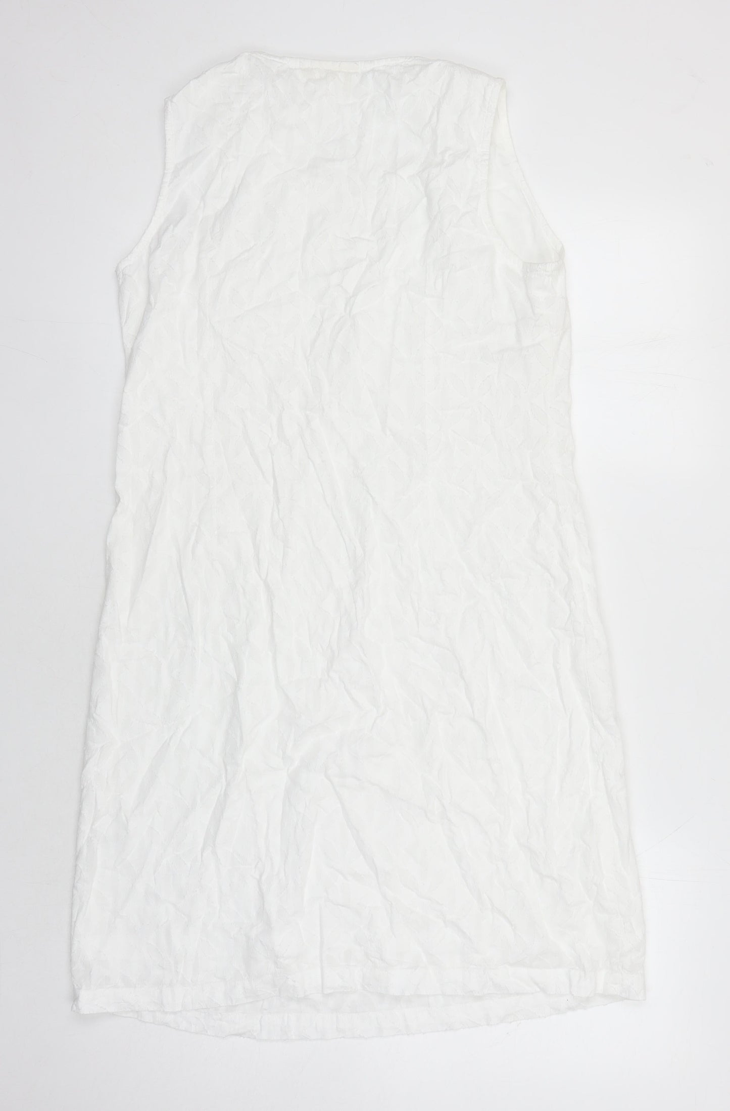 Adini Womens White 100% Cotton Shift Size M Scoop Neck