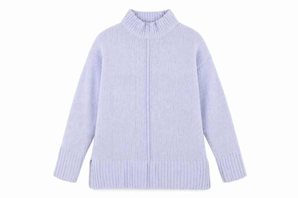 Marks and Spencer Womens Blue Mock Neck Polyester Pullover Jumper Size M