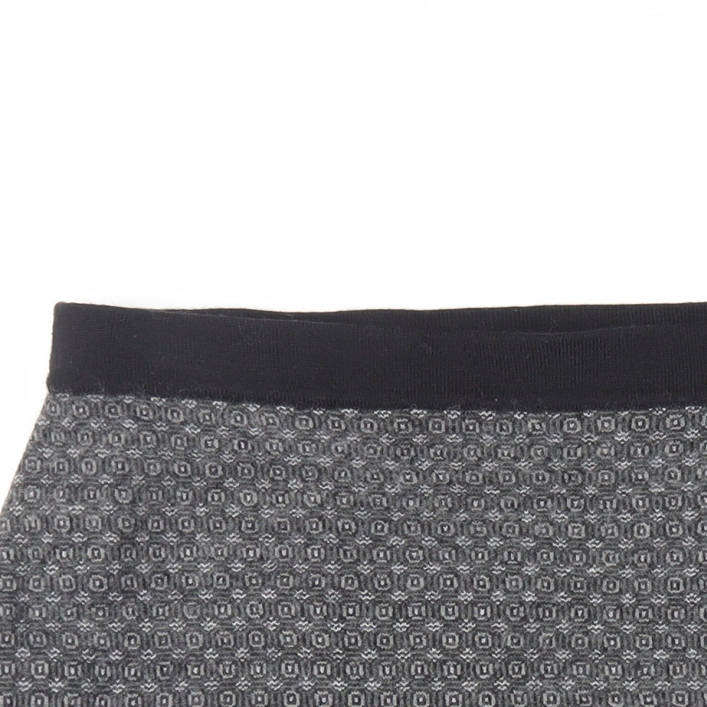 Kenar Womens Grey Geometric Acrylic Mini Skirt Size L - Elasticated Waist