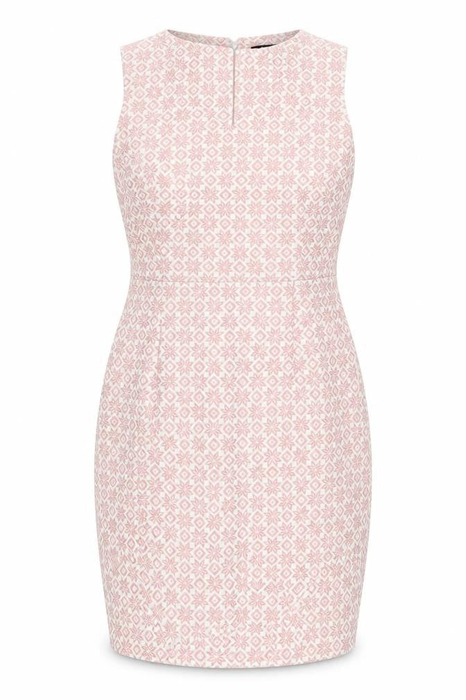 Collection London Womens Pink Geometric Polyester Pencil Dress Size 14 V-Neck Zip