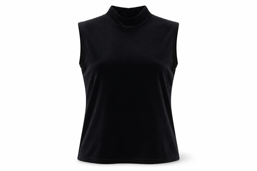 Classics Womens Black Polyester Basic Blouse Size 16 Mock Neck