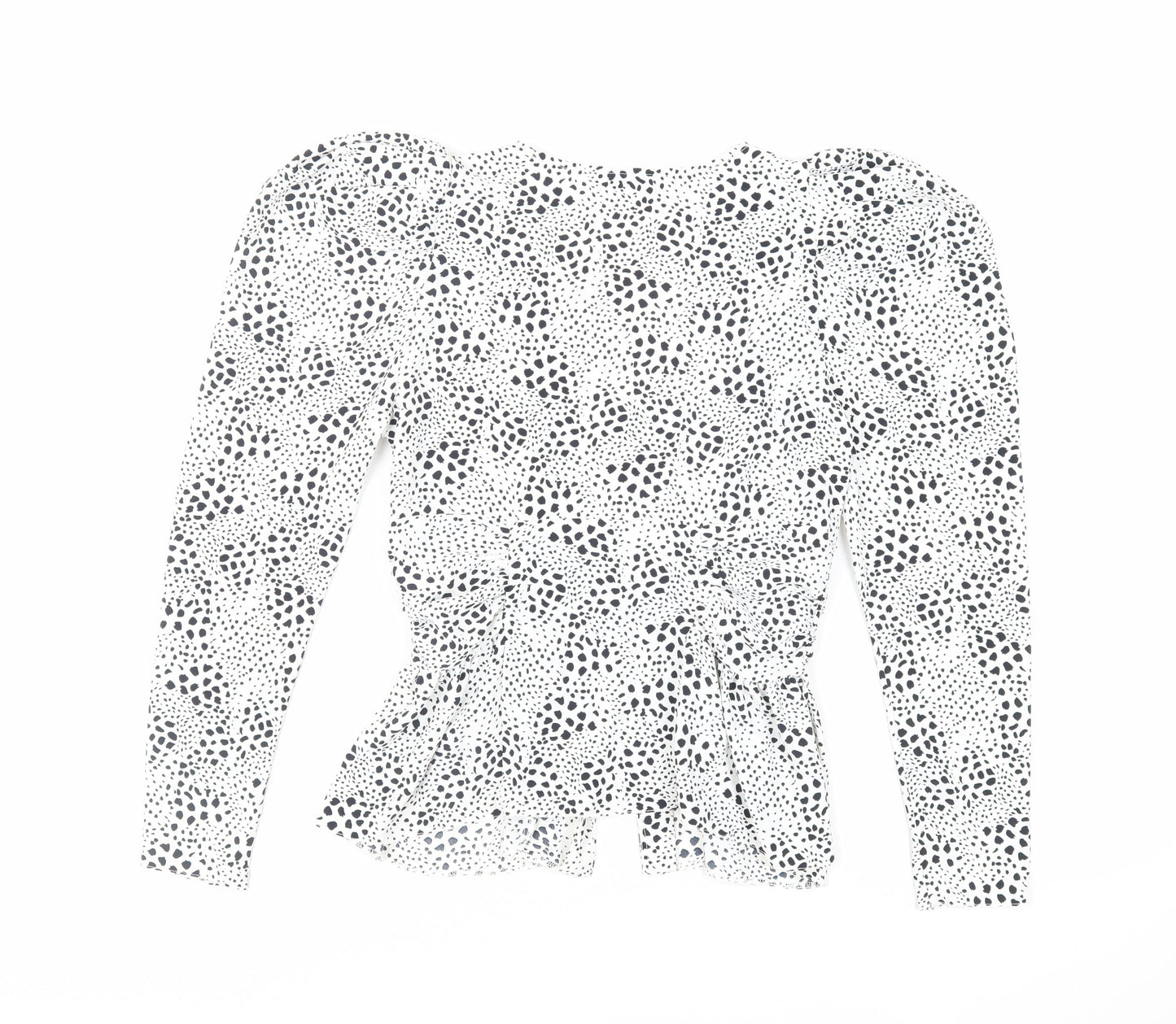 Topshop Womens White Animal Print Polyester Basic Button-Up Size 10 V-Neck