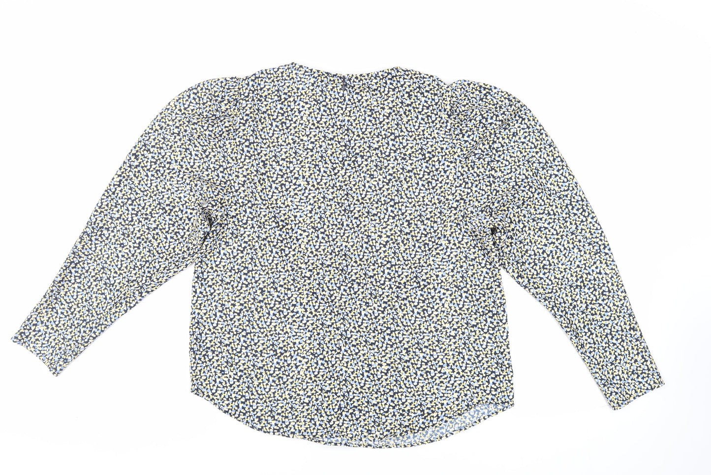 H&M Womens Blue Animal Print Polyester Basic Blouse Size M Round Neck