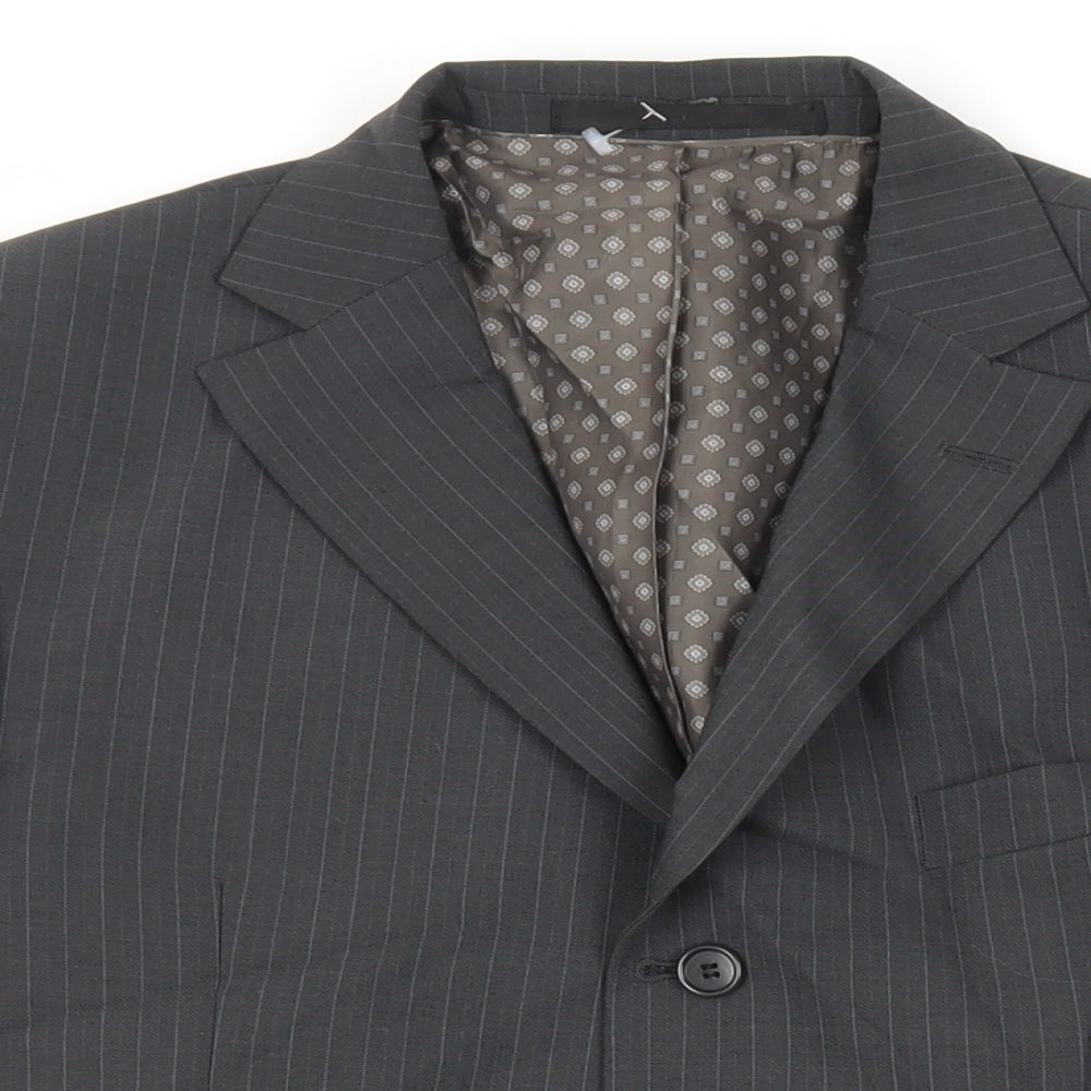Marks and Spencer Mens Grey Striped Polyester Jacket Suit Jacket Size 40 Regular