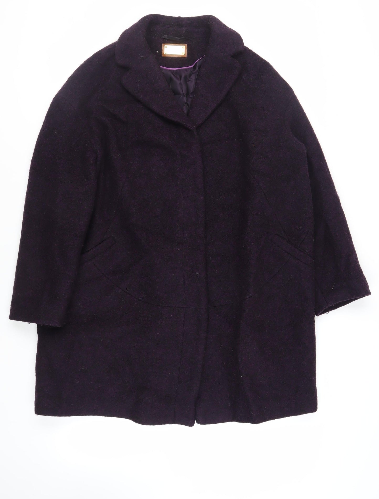 Per Una Womens Purple Overcoat Coat Size 16 Snap