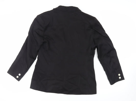 Country Casuals Womens Black Jacket Blazer Size 14 Button - Vintage