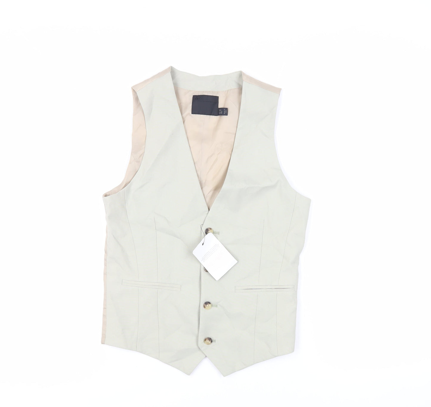 ASOS Mens Green Polyester Jacket Suit Waistcoat Size 34 Regular