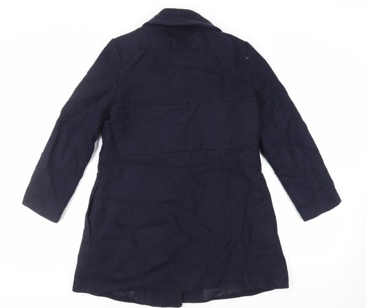 Hallhuber Womens Blue Pea Coat Coat Size 10 Button