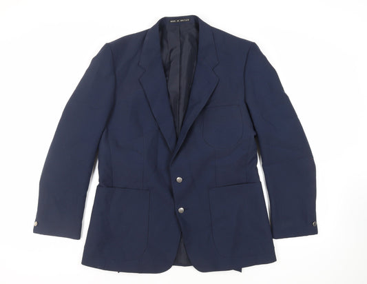 Greenwoods Mens Blue Polyester Jacket Blazer Size 42 Regular