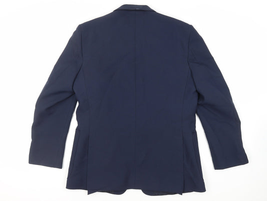 Greenwoods Mens Blue Polyester Jacket Blazer Size 42 Regular