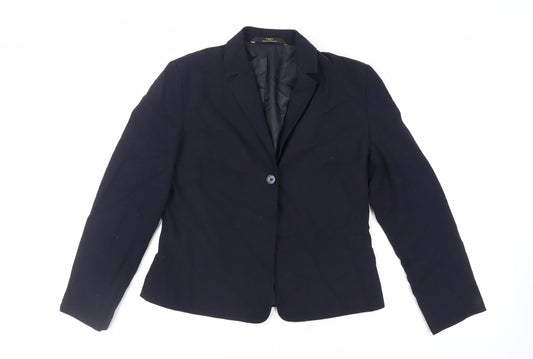 Marks and Spencer Womens Blue Jacket Blazer Size 12 Button