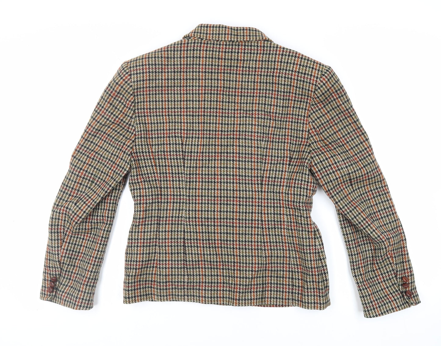 St Michael Womens Green Check Jacket Blazer Size 12 Button - Vintage