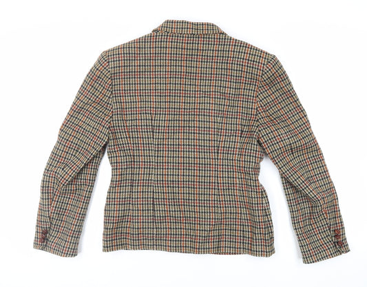 St Michael Womens Green Check Jacket Blazer Size 12 Button - Vintage