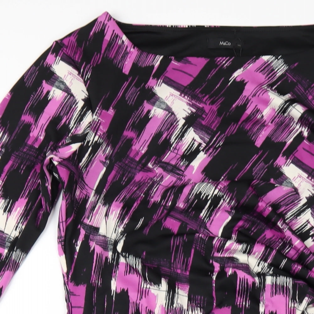 M&Co Womens Purple Geometric Polyester A-Line Size 12 Round Neck Pullover