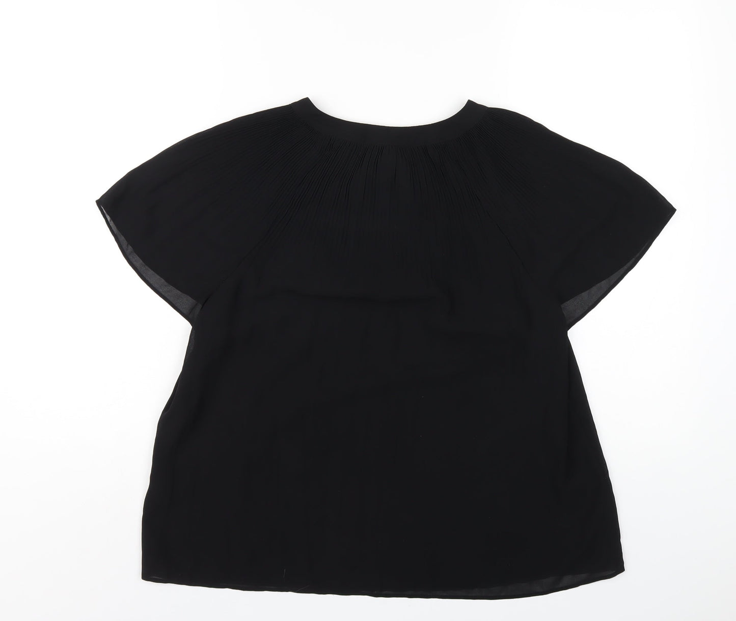 H&M Womens Black Polyester Basic T-Shirt Size S V-Neck